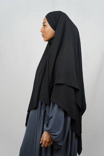 Zweilagiger Khimar Jazz - Schwarz